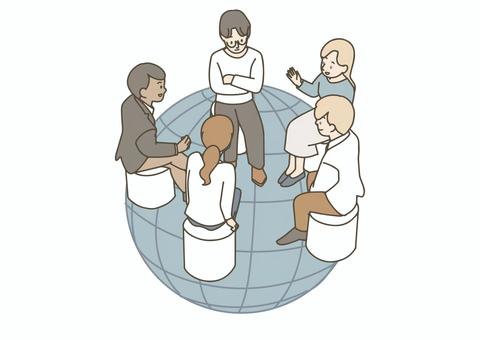 グローバル会議・国際的なディスカッション ビジネス,会議,ミーティング,ディスカッション,グローバル,国際,多国籍,外国人,多様性,ダイバーシティのイラスト素材