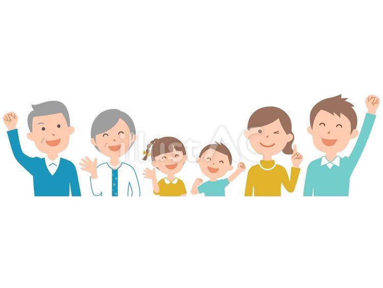 221112.6人家族,上半身2 家族,3世代,6人家族のイラスト素材