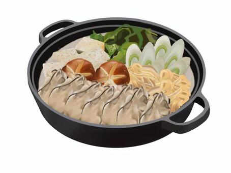 牡蠣鍋（3） 牡蠣,鍋,料理,冬,郷土料理,和食,挿絵,手書き,名物,食べ物のイラスト素材