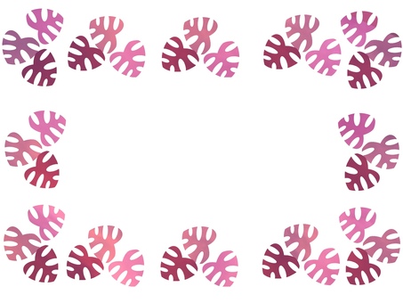 シンプルなモンステラのフレーム(ピンク) モンステラ,観葉植物,植物,白背景,おしゃれ,シンプル,素材,余白,枠,フレームのイラスト素材