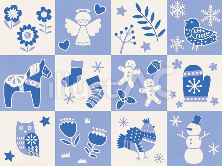 可愛い北欧クリスマスモチーフの背景素材 クリスマス,クリスマスイブ,メリークリスマスのイラスト素材