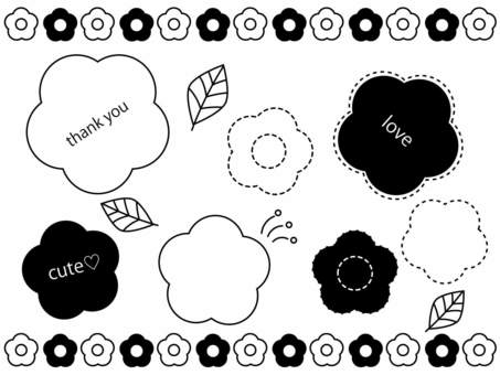 monochrome flower frame set, monochrome flower frame set, flor, preto e branco, quadro,
