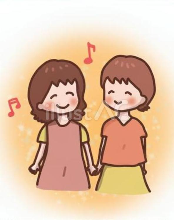 仲良しの女性同士 パートナー,友達,カップルのイラスト素材