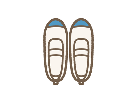 青の上靴のイラスト｜学校の持ち物 上靴,上履き,学校,持ち物,道具,教育,子ども向け,青のイラスト素材
