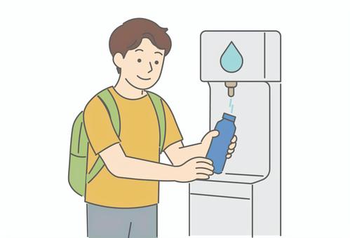 Illustration, water supply machine, water server, water supply spot, 