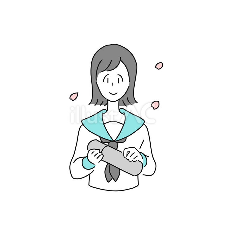 卒業証書を持つ女の子 卒業,学校,卒業式のイラスト素材