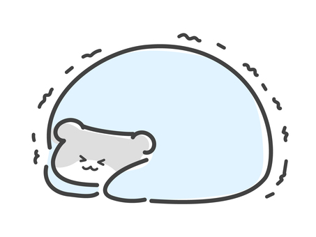 布団にくるまって震えるハムスター 寒い,怖い,震える,布団,毛布,ハムスター,怖がり,寒気,怯える,悪寒のイラスト素材