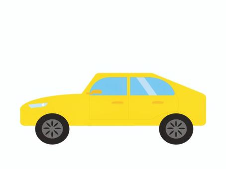 黄色の車 車,自動車,乗り物,横向き,黄色,セダン,乗用車,シンプル,ベクター,イラストのイラスト素材