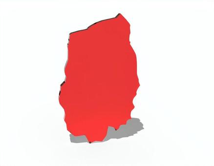 日本_岩手県単独 岩手県,日本,地図,都道府県,立体,強調,県,国土,赤,マップのイラスト素材