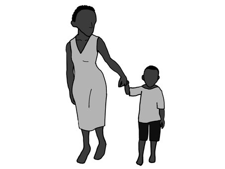 難民の親子01 人物,ポーズ,辛い,苦しい,悲しい,黒人,難民,避難,親子,姉弟のイラスト素材