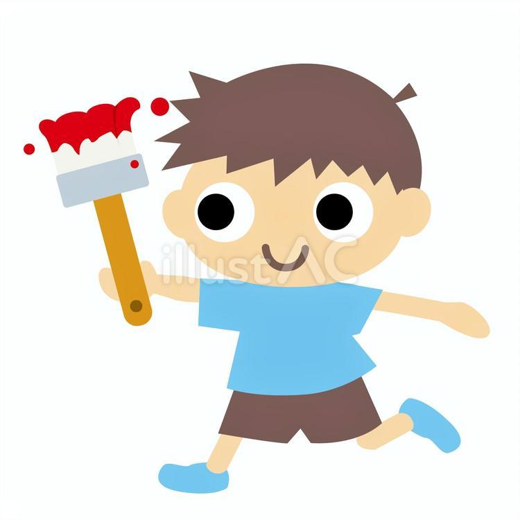色を塗る少年01 少年,男の子,子供のイラスト素材