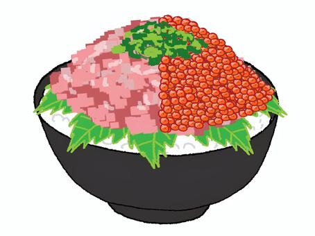 ネギトロイクラ丼 ネギトロ,イクラ,丼,新鮮,海鮮,pop調,手描き,挿絵,ワンポイント,素材のイラスト素材