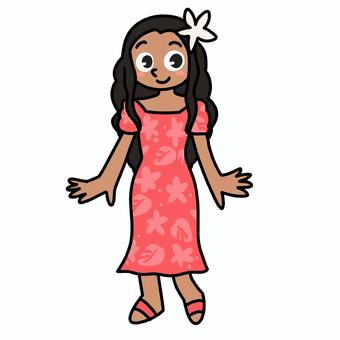 ハワイの人 人,南国,ハワイアン,伝統衣装,花飾りのイラスト素材