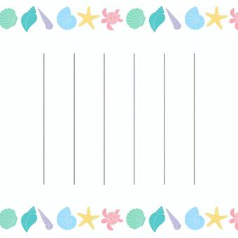 貝殻の縦書き便箋 貝殻,手紙,便箋,夏,シンプル,かわいい,カラフル,パステルカラー,海,マリンのイラスト素材
