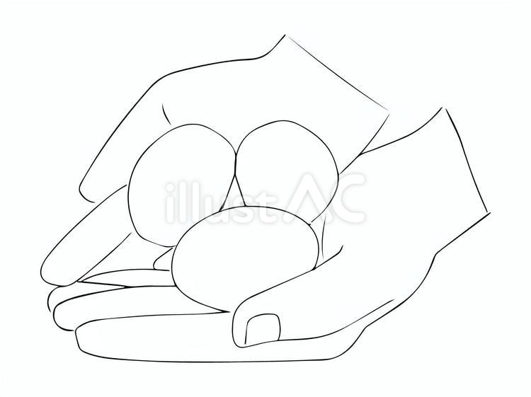 モノクロの手の平に乗せた卵 卵,生卵,手の平のイラスト素材