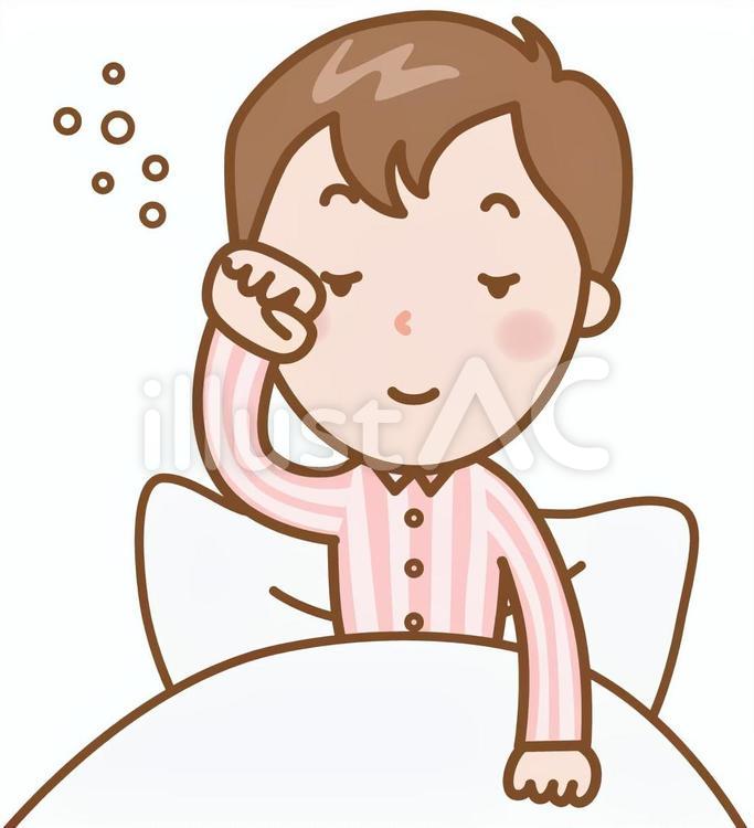 男性：寝起き 寝起き,目をこする,むにゃむにゃのイラスト素材