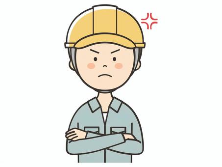 腕組みして怒る男性作業員 腕組みして怒る男性作業員 怒る,叱る,説教,イライラ,不満,厳しい,ストレス,怒り,指導,建築士のイラスト素材