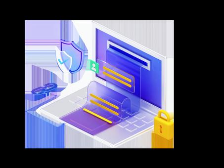 3 d レンダリング インターネット セキュリティ シールド要素 06