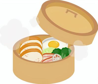 せいろ蒸し朝ごはん せいろ蒸し朝ごはん せいろ,蒸し料理,朝ごはん,パン,玉子,ブロッコリー,ベーコン,れんこん,いんげん,食べ物のイラスト素材