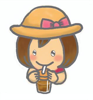 A girl drinking tea, JPG A girl drinking tea, girl, tea, hydration, JPG