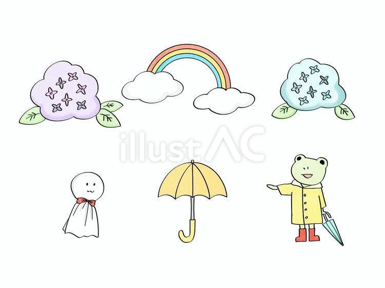 梅雨① 梅雨,雨,紫陽花のイラスト素材