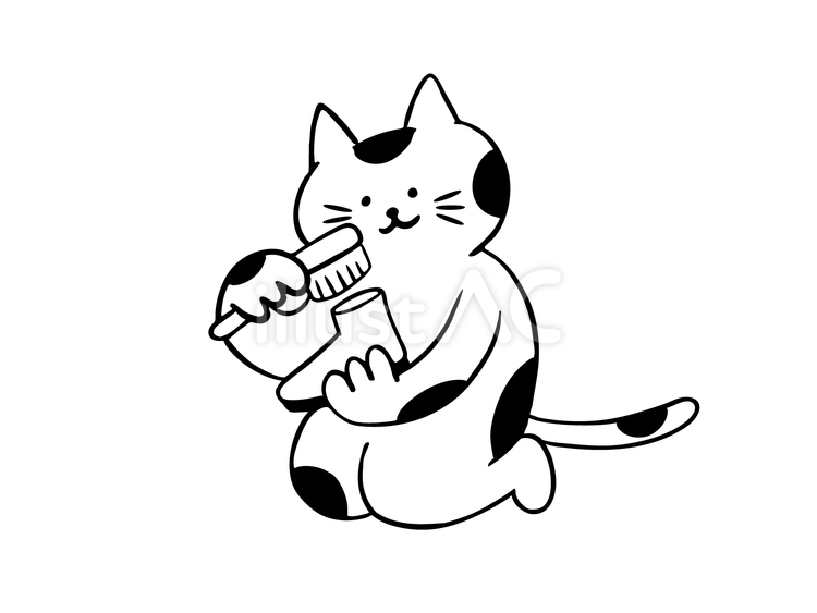 靴をきれいにする猫（モノクロ） 靴,猫,ブーツのイラスト素材
