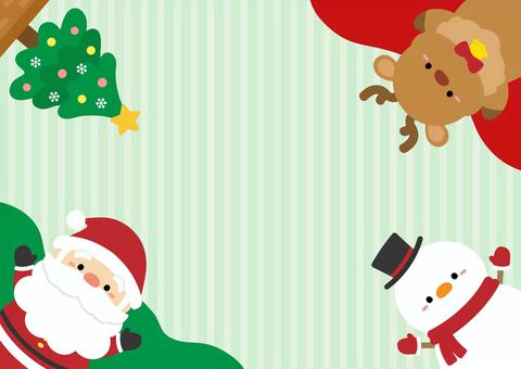 クリスマスのかわいいフレーム02 クリスマス,背景,フレーム,サンタクロース,かわいい,手描き,サンタ,枠,飾り枠,雪だるまのイラスト素材