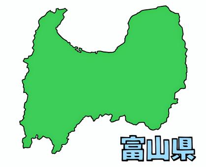 少しゆるい富山県地図 書き文字 富山県,富山,地図,中部地方,北陸地方,ゆるい,手描き,日本地図,線画,緑のイラスト素材