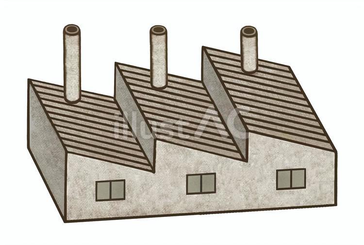 	古い町工場 - 煙突付き 2 工場,ファクトリー,町工場のイラスト素材