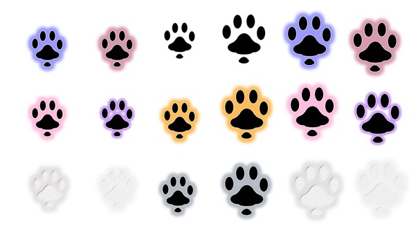 とある動物の肉球4 肉球,足跡,動物,カワイイ,透過,加工,カラフル,ワンポイント,飾りのイラスト素材