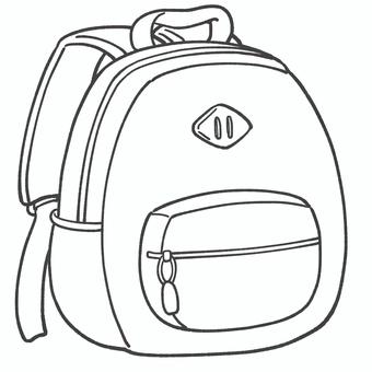 リュックの白黒手描きイラスト リュック,白黒,かわいい,手描き,遠足,ピクニック,おしゃれ,モノクロ,保育園のイラスト素材