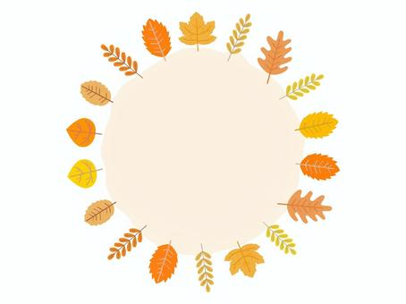 秋のボタニカルな紅葉のフレーム　1