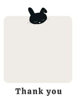 うさぎのサンキューカード 動物,かわいい,サンキューカード,thank,you,手描き,うさぎ,モノクロ,白,黒のイラスト素材
