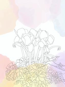 やさしげな背景226＿シクラメンの花 花,シクラメン,クリスマス,冬の花,贈り物,お歳暮,年末年始,壁紙,冬,背景のイラスト素材