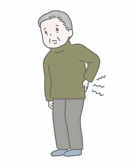 腰痛のおじいさん 腰痛,高齢者,男性,シニア,痛み,中高年,健康,体調不良,不調,医療のイラスト素材