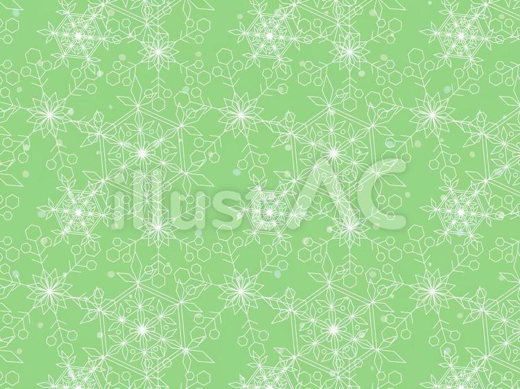 大きな雪の結晶のシームレス背景素材：黄緑 雪,結晶,包装紙のイラスト素材