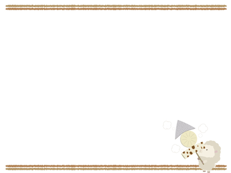 おでんを持っている白い羊（フレーム） おでん,羊,動物,かわいい,こんにゃく,大根,ちくわ,フレームのイラスト素材