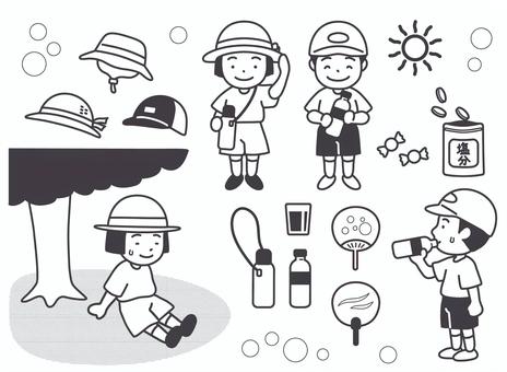 Illustration, measures against heat stroke, prevention of heat stroke, children, 