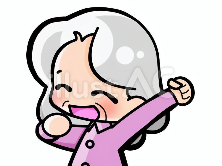 伸びをする20180606-1 伸び,寝起き,おばあさんのイラスト素材