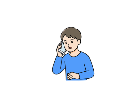 スマホで話す男性 スマホ,男性,電話,若い,男の子,通話,スマートフォン,人物,上半身,笑顔のイラスト素材