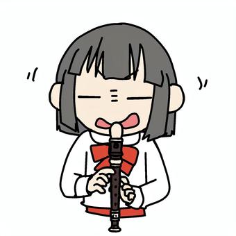 リコーダーを吹く怪しい少女 小学生,リコーダー,吹く,怪しい,不審者,不審,怖い,不気味,不安,変態のイラスト素材