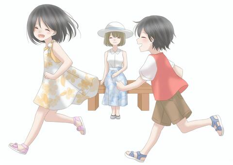 男の子・女の子 人物,男の子,女の子,キャラクター,親子,かわいい,アニメ絵,萌え系,綺麗のイラスト素材