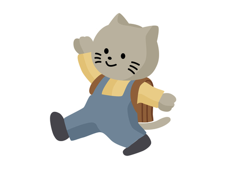 Illustration, cat, tail, raising hands, 