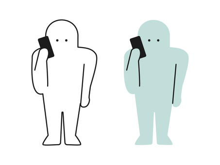立って電話をするシンプル人間 立つ,電話,呼び出し,携帯電話,お問い合わせ,スマートフォン,仕事,プライベート,質問,疑問のイラスト素材