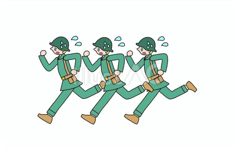 敗走するアメリカ軍小隊 米兵,米軍,アメリカ兵のイラスト素材