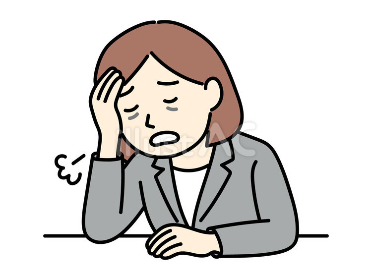 頭痛やストレスで疲れた表情の女性会社員 人物,女性,社会人のイラスト素材