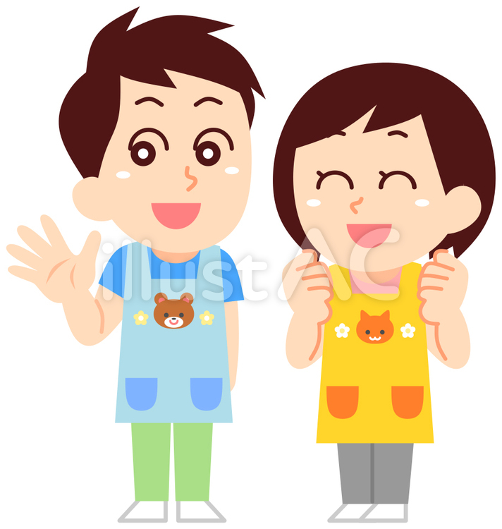 保育士の男性と女性 保育士,保育園,幼稚園のイラスト素材