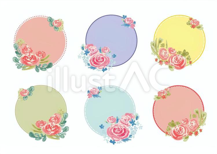 かわいいお花のフレームセット 花,植物,かわいいのイラスト素材