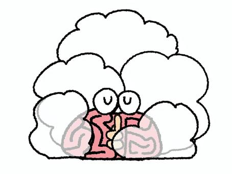 ドロンする脳 ドロンする脳 脳,ドロン,煙,消える,目,可愛い,リアクション,お知らせ用,宣伝用,pop調のイラスト素材