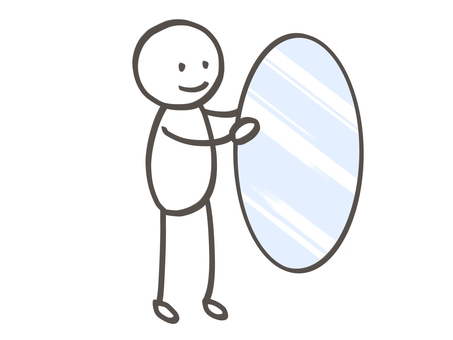 棒人間　楕円の鏡を持つ人 棒人間,人,楕円,鏡,持つ,移動,動かす,マジック,ガラス,マジシャンのイラスト素材